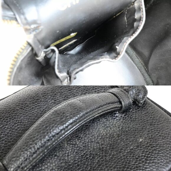 CHANEL CC Logo Vanity Hand Bag Caviar Skin Leather Black GHW Vintage 25RK294 - Picture 13 of 16